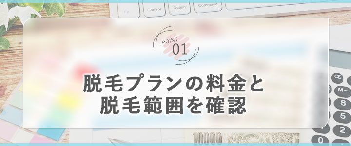 脱毛プランの料金と脱毛範囲を確認