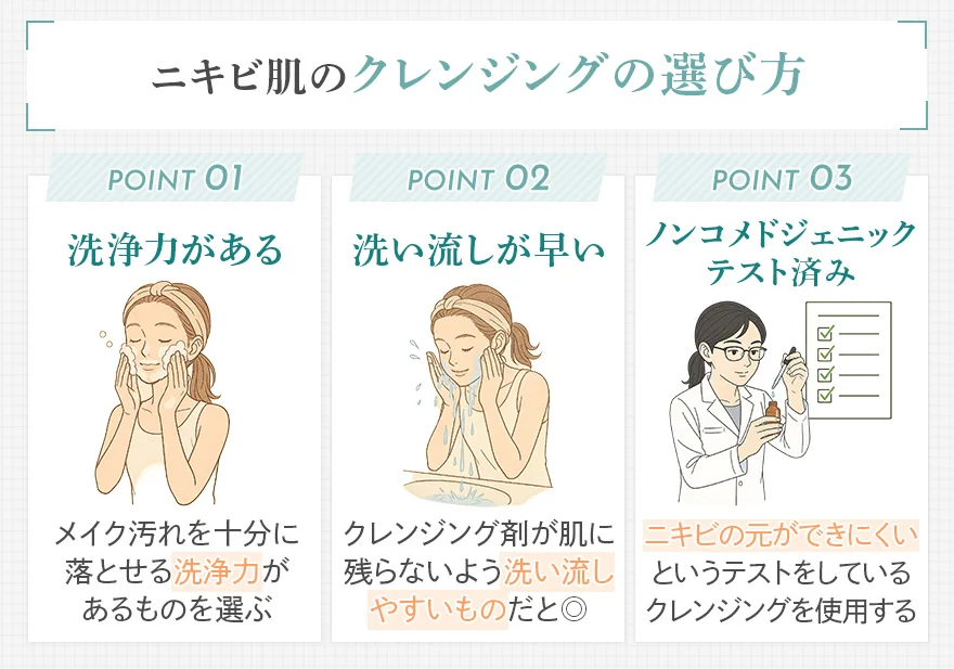 ニキビを繰り返す方におすすめのクレンジングの選び方