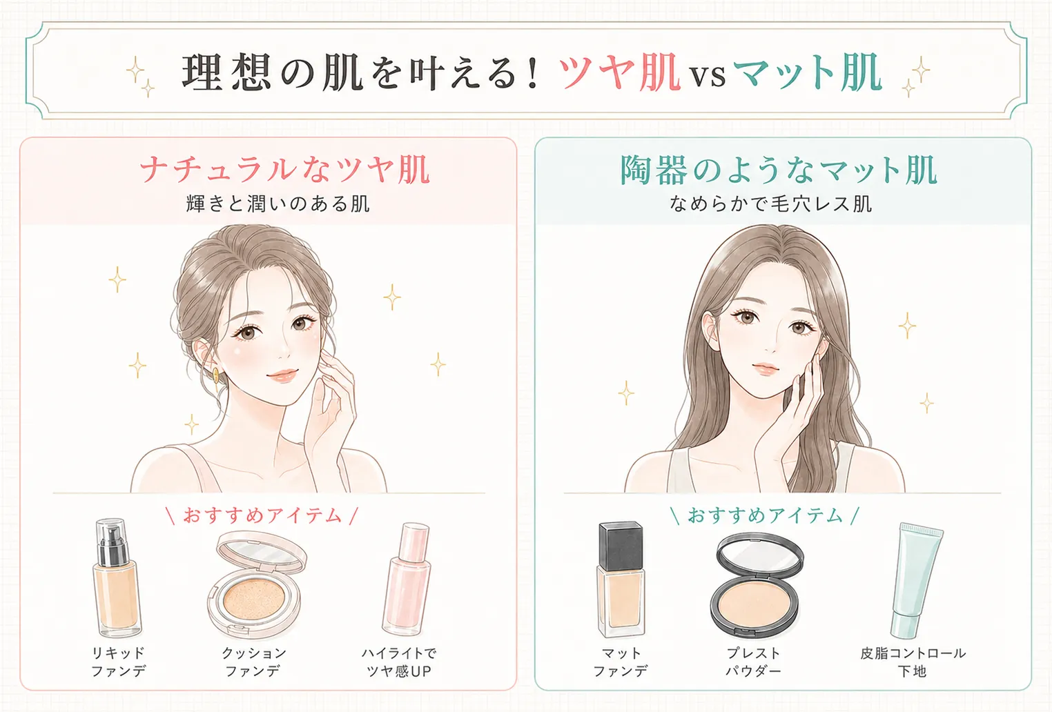 理想の肌を叶える！ツヤ肌orマット肌