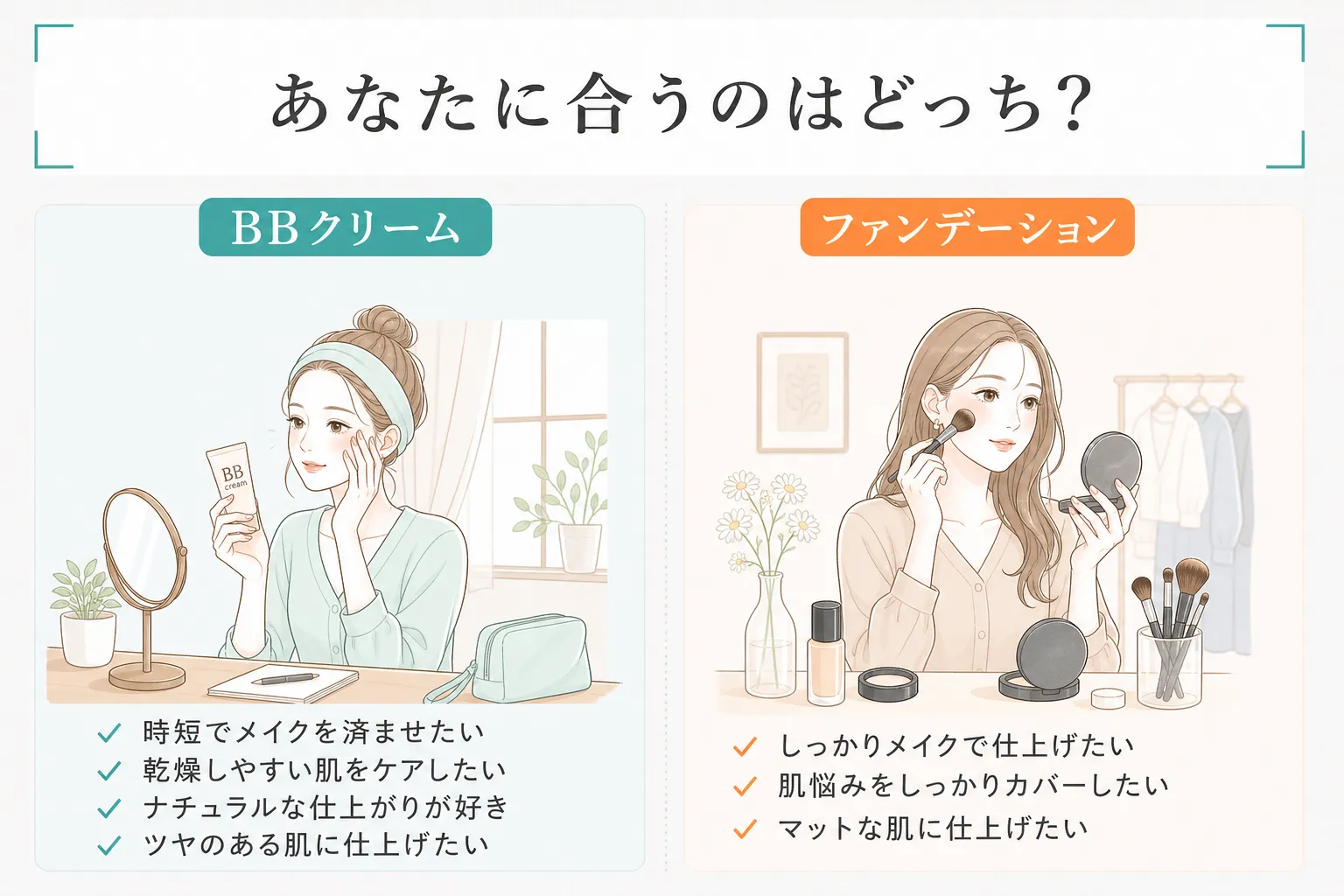 BBクリームとファンデーション あなたに合うのはどっち？