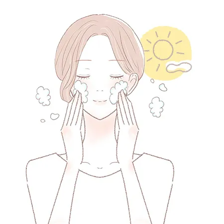 朝の洗顔後にビタミンC誘導体美容液をなじませる