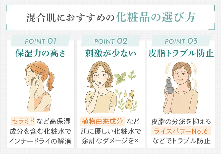 混合肌におすすめの化粧水の選び方