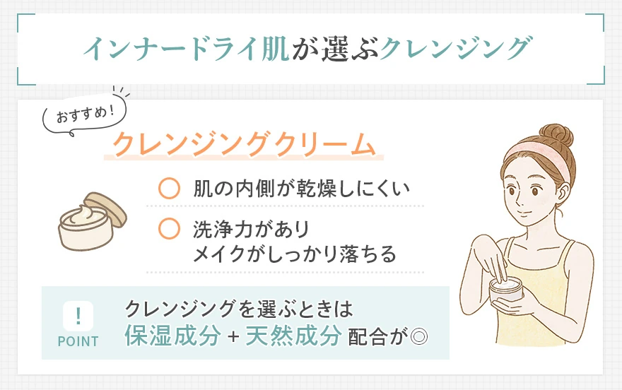 インナードライ肌におすすめのクレンジングのタイプ